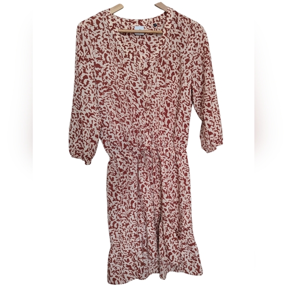 CAbi Sienna Ruffle‎ Trim Dress #5406 Rust Leopard Abstract Print  Small - Picture 2 of 9